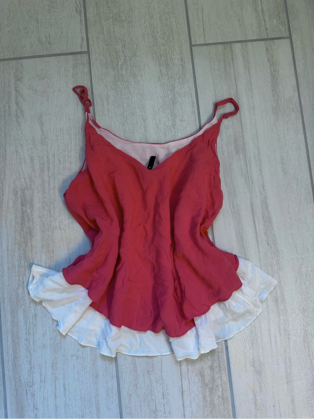 B Jewel Pink Camisole with White Ruffle Hem